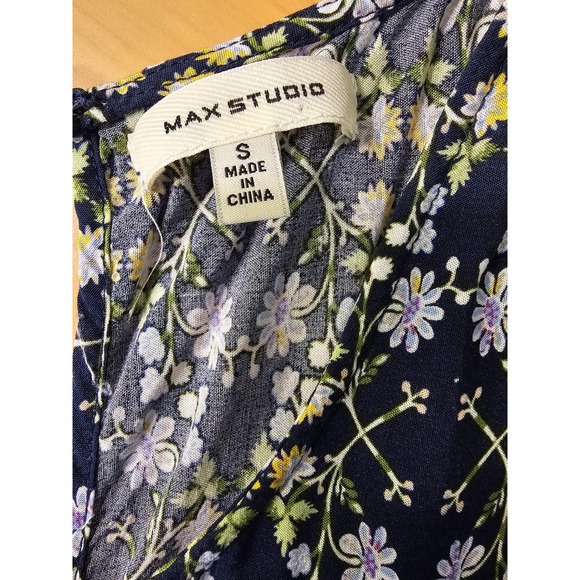 Max Studio Navy Blue Floral Tiered Sleeveless Maxi Dress Size Small - Picture 5 of 6